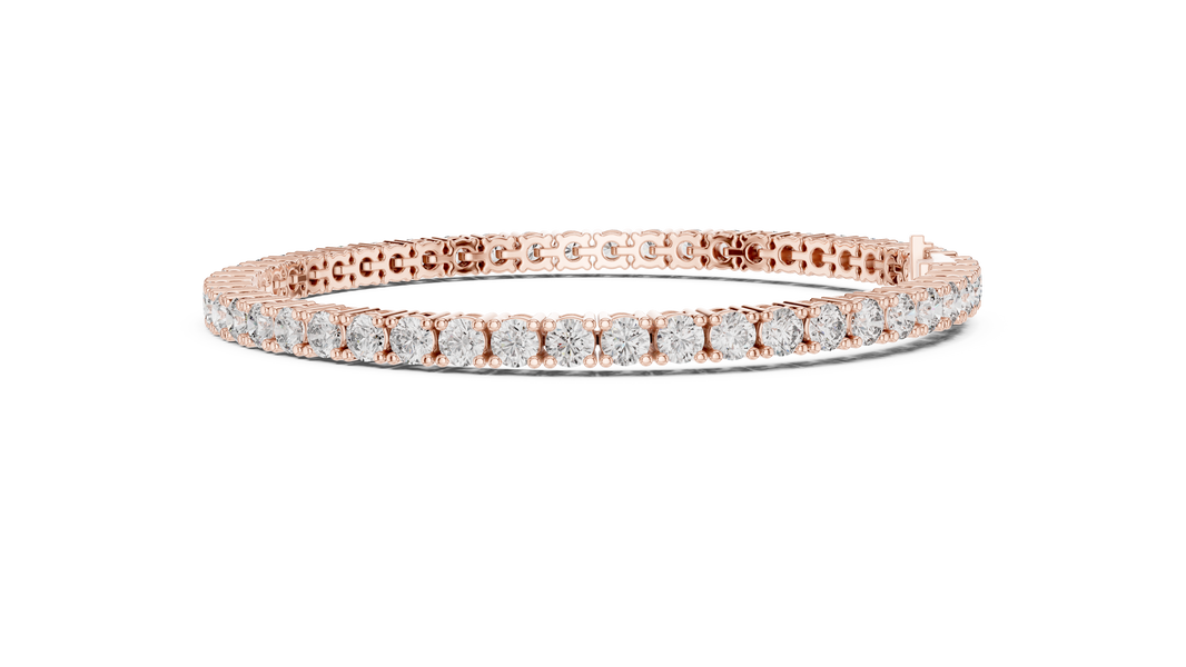 Round Moissanite Classic Tennis Bracelet in rose 925 sterling silver, view 4