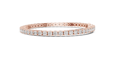 Round Moissanite Classic Tennis Bracelet in rose 925 sterling silver, view 4