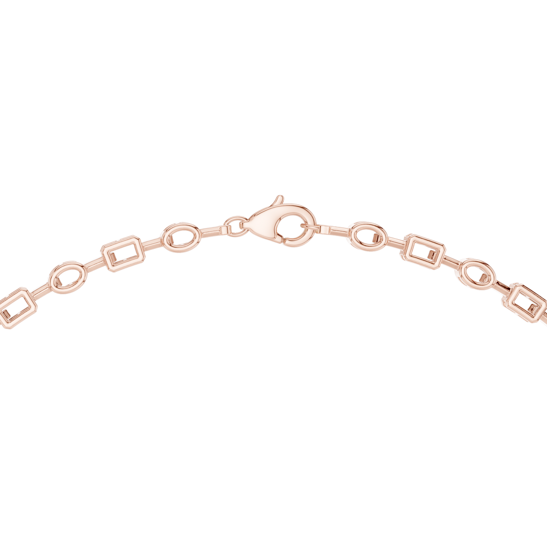 Mixed Shape Y Drop Necklace in rose 925 sterling silver, view 4