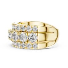 Wide Three Row Moissanite Statement Band in yellow 925 sterling silver, view 3