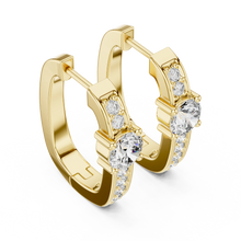 Moissanite solitaire pave huggie earrings in yellow 925 sterling silver, view 2