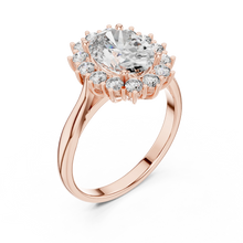 Oval Halo Moissanite Engagement Ring in rose 925 sterling silver, view 2