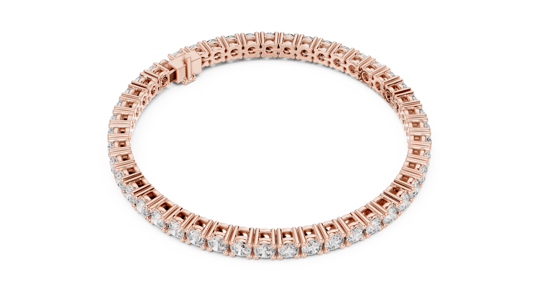 3.5 mm Round Moissanite Tennis Bracelet in rose 925 sterling silver, view 3