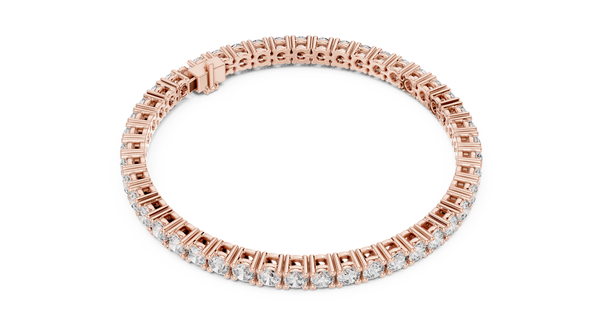 3.5 mm Round Moissanite Tennis Bracelet in rose 925 sterling silver, view 3