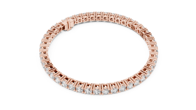 3.5 mm Round Moissanite Tennis Bracelet in rose 925 sterling silver, view 3