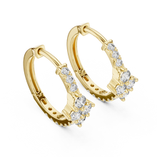 Moissanite cluster huggie hoop earrings in yellow 925 sterling silver, view 2