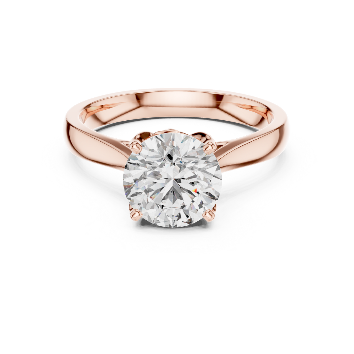 Round Cathedral Moissanite Solitaire Ring in rose 925 sterling silver, view 4
