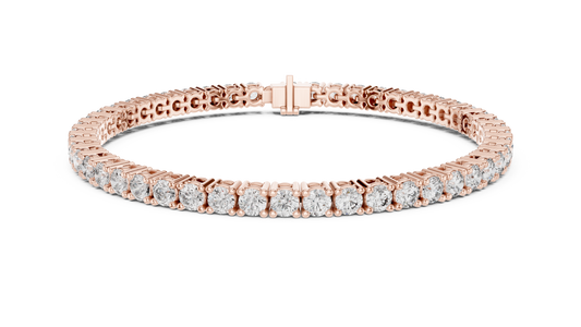Round Moissanite Classic Tennis Bracelet in rose 925 sterling silver, view 1