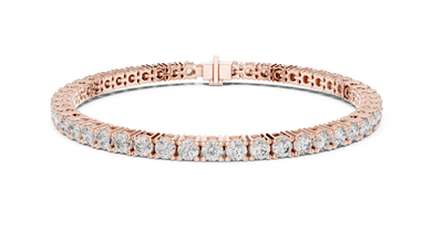 Round Moissanite Classic Tennis Bracelet in rose 925 sterling silver, view 1