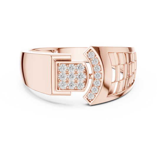 Men's Square Pavé Panel Asymmetric Moissanite Band in rose 925 sterling silver, view 4