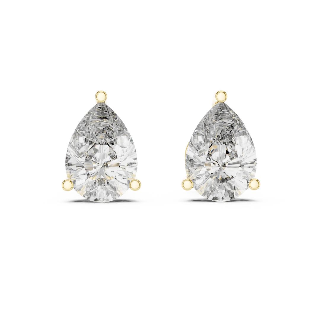 Pear moissanite stud earrings in yellow 925 sterling silver, view 4