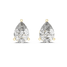 Pear moissanite stud earrings in yellow 925 sterling silver, view 4