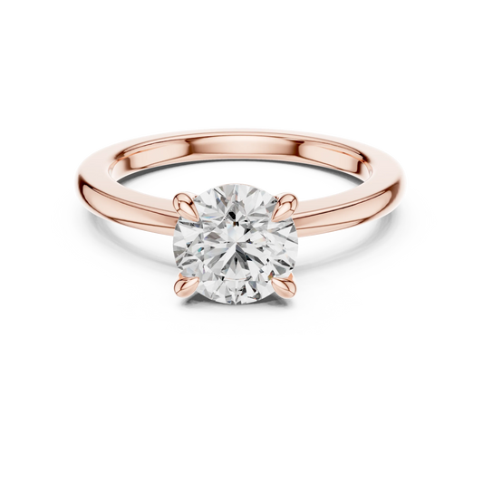 Round Solitaire Moissanite Engagement Ring in rose 925 sterling silver, view 4