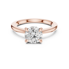 Round Solitaire Moissanite Engagement Ring in rose 925 sterling silver, view 4