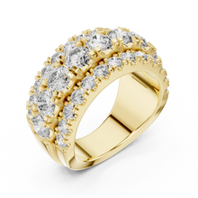 Wide Three Row Moissanite Statement Band in yellow 925 sterling silver, view 2