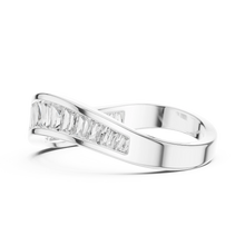 Baguette Moissanite Curved Contour Band in white 925 sterling silver, view 3