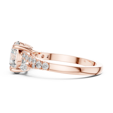 Round Moissanite Engagement Ring with Marquise Accents in rose 925 sterling silver, view 3