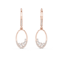 Moissanite cluster oval drop earrings in rose 925 sterling silver, view 4