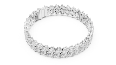 Pear Cluster Moissanite Statement Bracelet in white 925 sterling silver, view 3