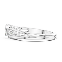 Princess Cut Solitaire Moissanite Split Shank Ring in white 925 sterling silver, view 3