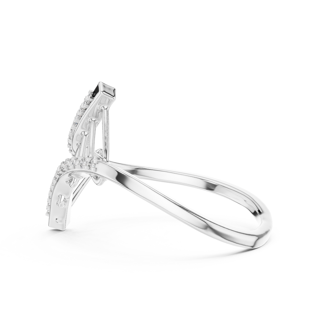 Ladder Crossover Moissanite Ring in white 925 sterling silver, view 3