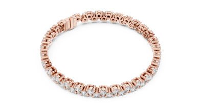 Round Moissanite Loop Link Tennis Bracelet in rose 925 sterling silver, view 3
