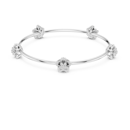 Floral Cluster Moissanite Bangle in white 925 sterling silver, view 4