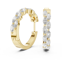 Marquise moissanite double row hoop earrings in yellow 925 sterling silver, view 1