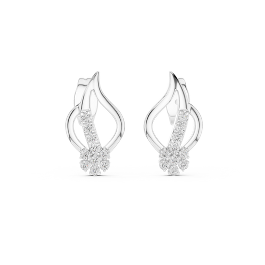 Moissanite Flame Cluster Stud Earrings in white 925 sterling silver, view 4