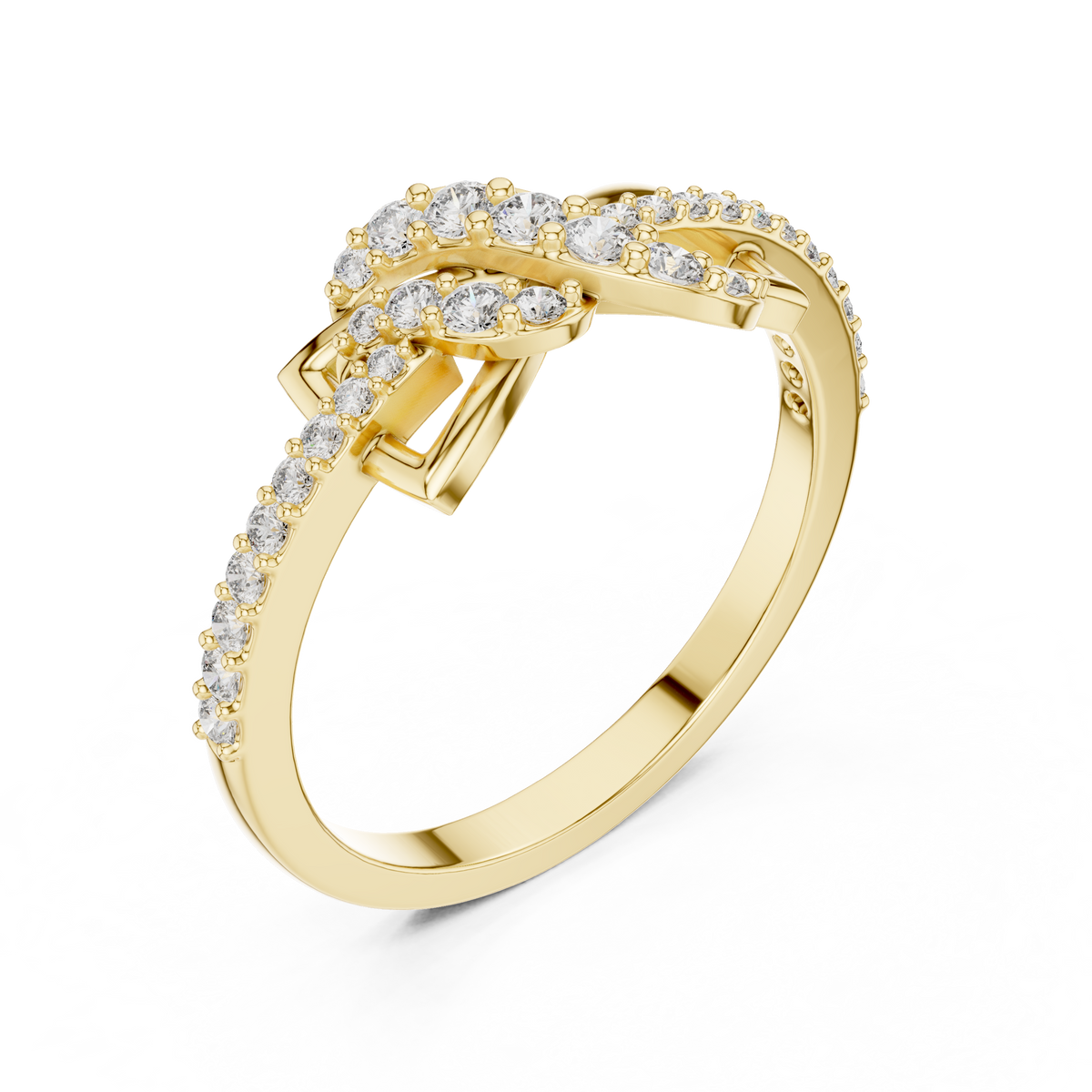 Infinity Bow Pavé Moissanite Ring in yellow 925 sterling silver, view 2