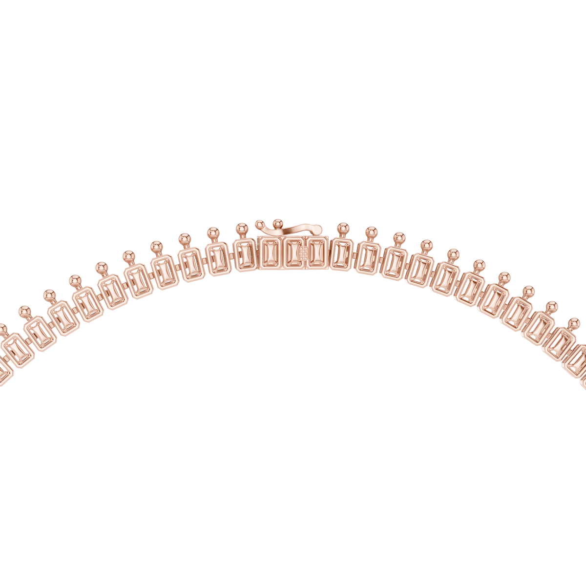 Statement Fringe Collar Necklace with Blue Centre Stone in rose 925 sterling silver, view 4