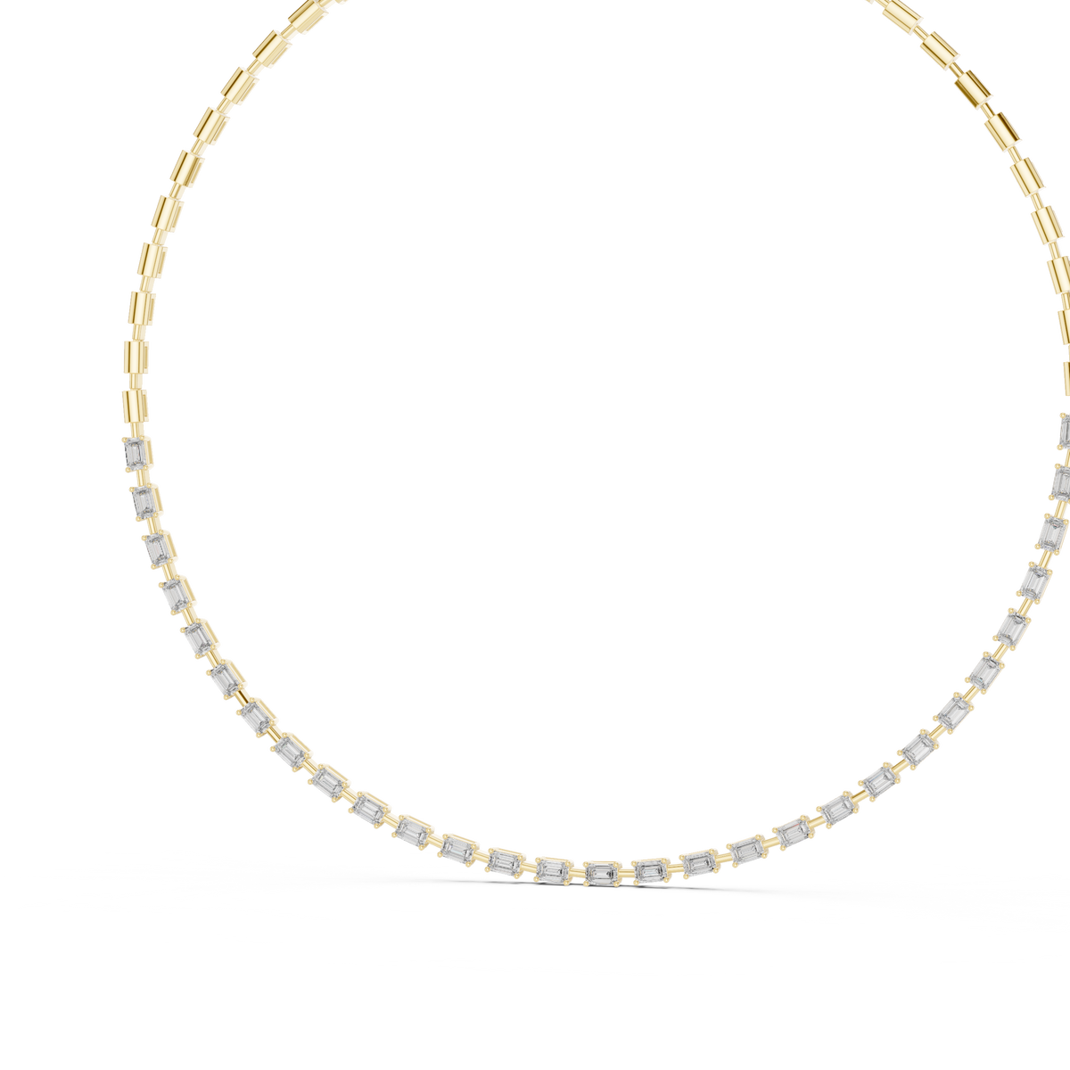 Emerald Cut Station Necklace in yellow 925 sterling silver, view 2