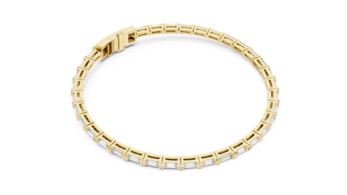 Baguette Moissanite Link Bracelet in yellow 925 sterling silver, view 3
