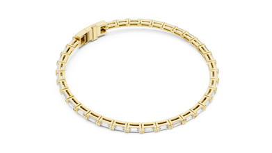 Baguette Moissanite Link Bracelet in yellow 925 sterling silver, view 3