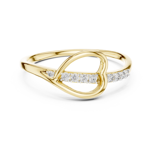 Sideways Open Heart Moissanite Ring in yellow 925 sterling silver, view 4