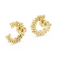 Baguette and round moissanite front hoop earrings in yellow 925 sterling silver, view 3