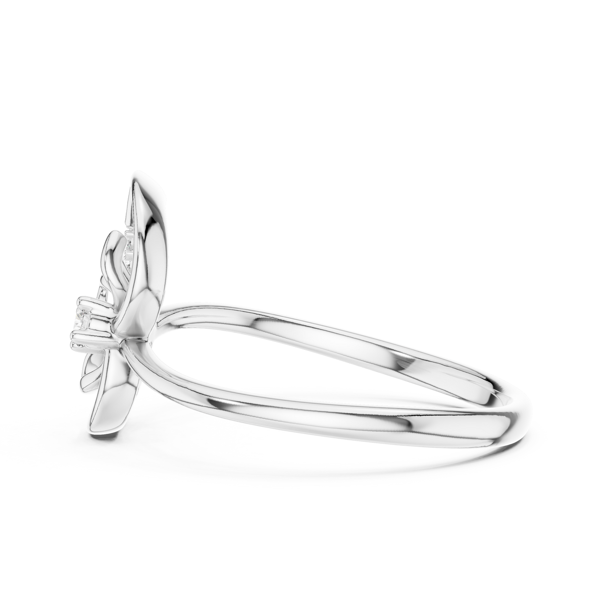 Paisley Swirl Moissanite Ring in white 925 sterling silver, view 3