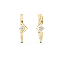 Moissanite V huggie hoop earrings in yellow 925 sterling silver, view 4