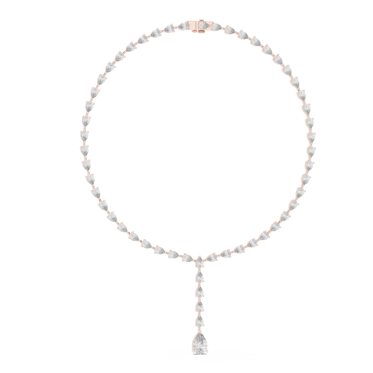 Pear Lariat Y Necklace in rose 925 sterling silver, view 1