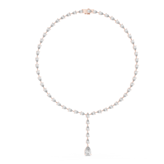 Pear Lariat Y Necklace in rose 925 sterling silver, view 1