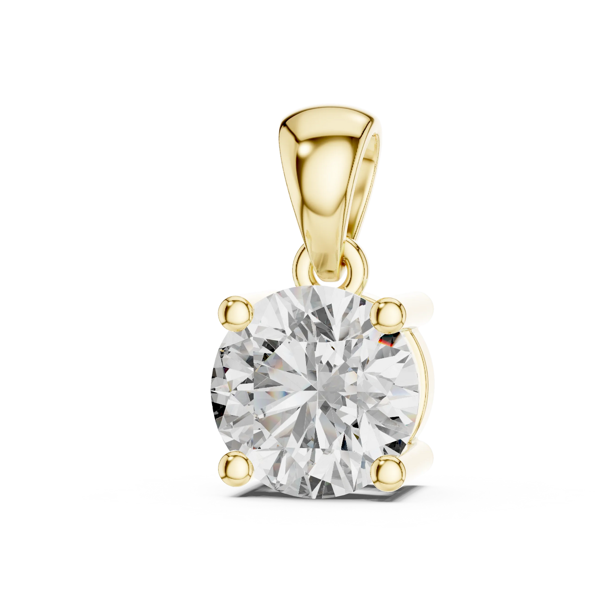 Round Solitaire Moissanite Pendant in yellow 925 sterling silver, view 2
