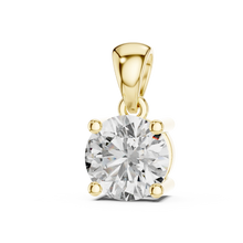 Round Solitaire Moissanite Pendant in yellow 925 sterling silver, view 2