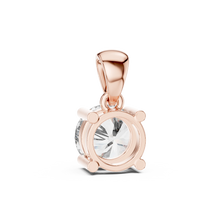 Round Solitaire Moissanite Pendant in rose 925 sterling silver, view 4