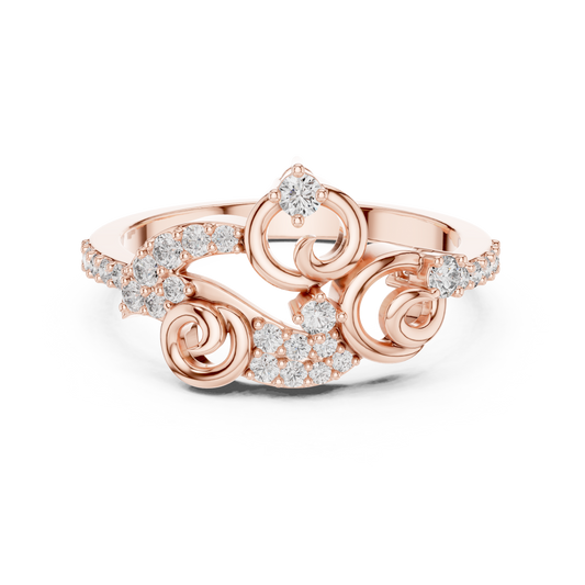 Pavé Scroll Swirl Moissanite Fashion Ring in rose 925 sterling silver, view 4