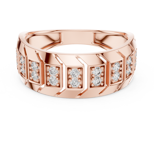 Chevron Station Moissanite Statement Band in rose 925 sterling silver, view 4