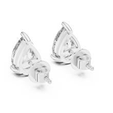 Pear moissanite stud earrings in white 925 sterling silver, view 3