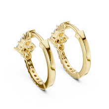 Moissanite cluster huggie hoop earrings in yellow 925 sterling silver, view 3
