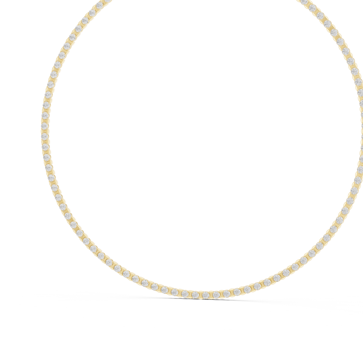 3.3mm Round Tennis Necklace in yellow 925 sterling silver, view 2