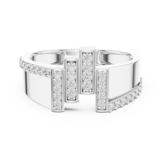 Men's Wide Vertical Bar Moissanite Band in white 925 sterling silver, view 4