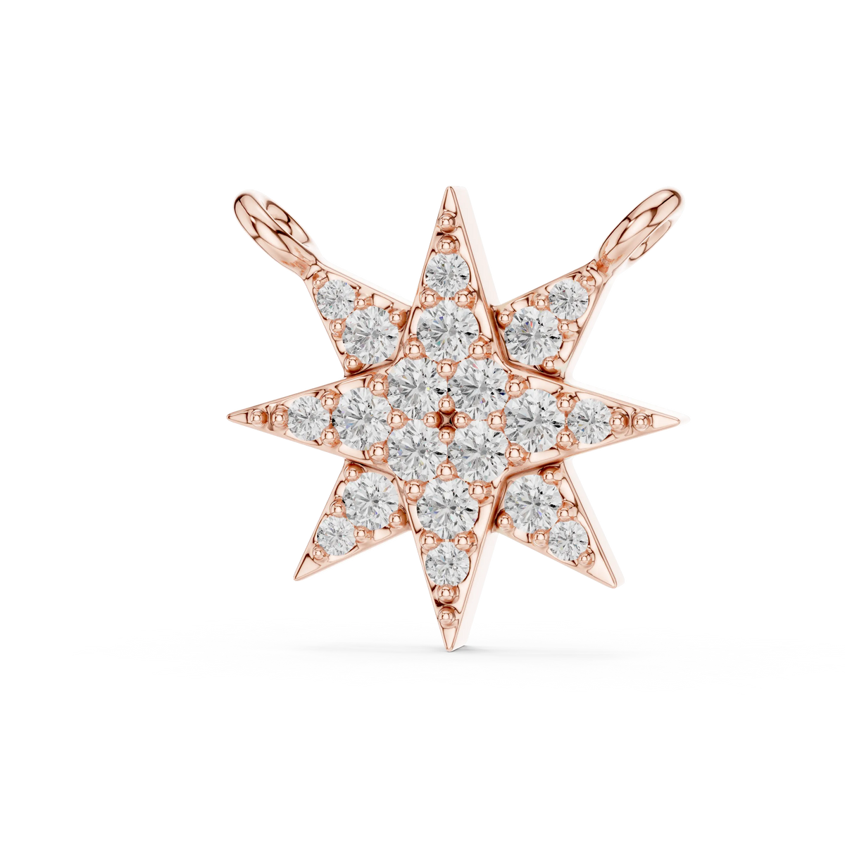 Starburst Pavé Moissanite Pendant in rose 925 sterling silver, view 2